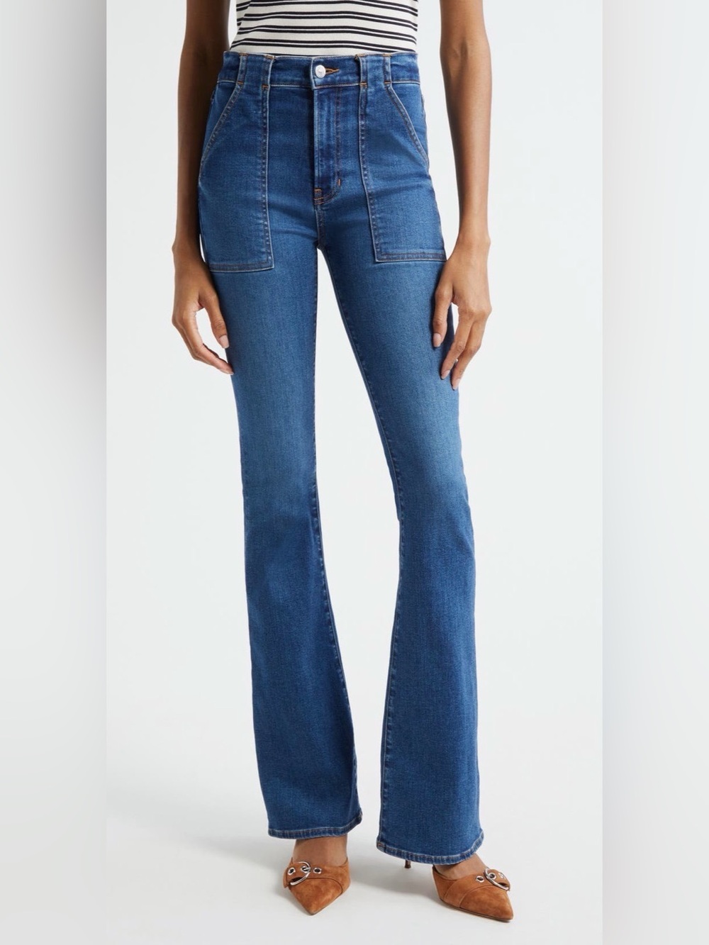 VERONICA BEARD BEVERLY HIGH RISE SKINNY FLARE JEANS BRIGHT BLUE SZ 29